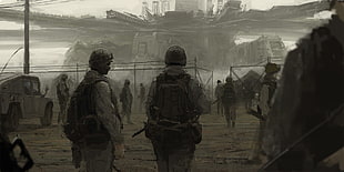 black backpack, military, camp, war HD wallpaper