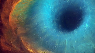 blue and red abstract painting, space, abstract