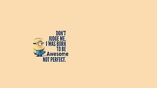 Minion illustration with text overlay HD wallpaper