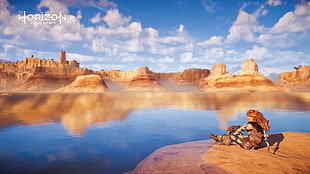 brown and white boat near body of water painting, Horizon: Zero Dawn, Aloy (Horizon: Zero Dawn), horizon zero dawn , video games