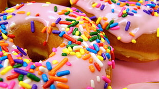 doughnut with sprinkles, donut, sprinkles, dessert, food