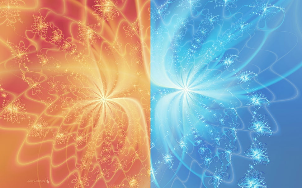 orange and blue illustration HD wallpaper