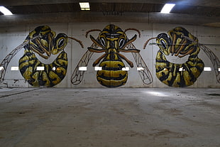 wasp wall painting artwork, street art, graffiti, whisps