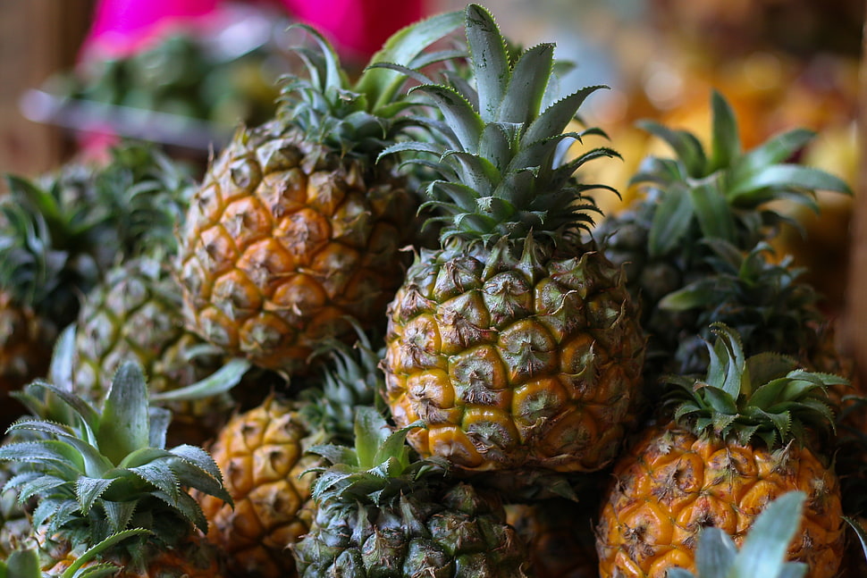 bunch of pineapples, Pineapple, Fruit, Market HD wallpaper