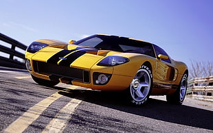 yellow coupe, car, Ford, Ford GT