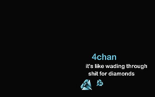 black background with text overlay, 4chan, diamonds