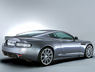 silver Aston Martin V12 coupe HD wallpaper
