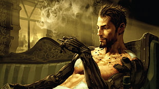 man with metal arms game character wallpaper, futuristic, Deus Ex: Human Revolution, Deus Ex, cyberpunk HD wallpaper