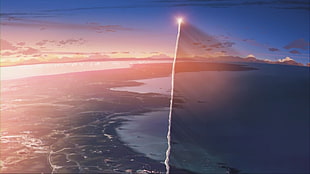 aerial photography of flare on air during daytime, 5 Centimeters Per Second, anime
