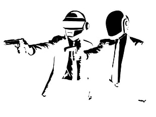 person holding pistol illustration, Daft Punk, vector, artwork, Pulp Fiction