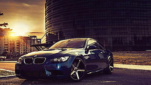 blue BMW sedan, vehicle, car, sports car, BMW