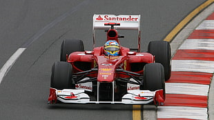 red F1 drag race, Ferrari, Fernando Alonso, Formula 1 HD wallpaper
