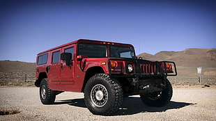 red and black Jeep Wrangler, transport, car