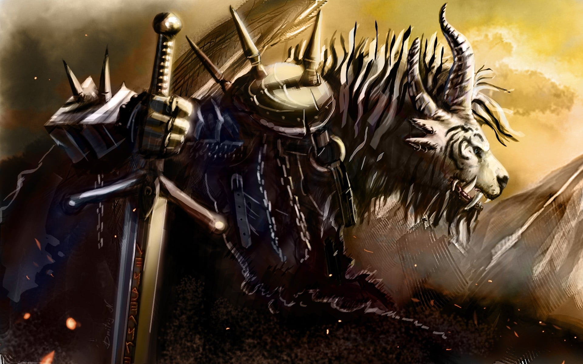 warrior holding gray sword 3D wallpaper, fantasy art, concept art, Guild Wars, Guild Wars 2