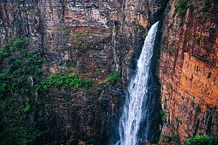 waterfalls, waterfall, rock, nature, mountains