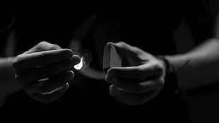 person holding safety match stick, hands, matches, fire, monochrome HD wallpaper