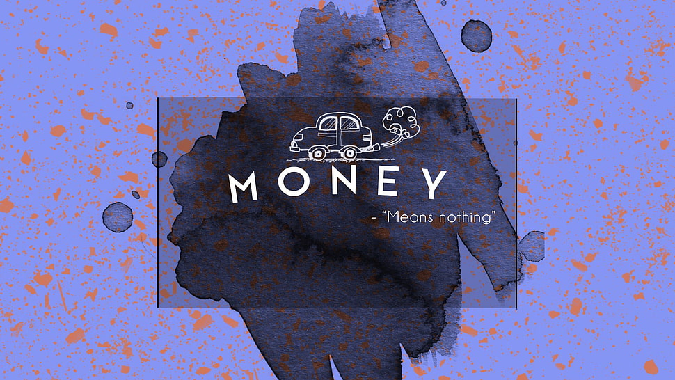 Money text, simple, splashes, ink wash paintings, car HD wallpaper