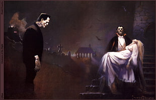 vampire and Frankenstein wallpaper, Dracula, Monster of Frankenstein, vampires HD wallpaper