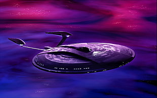 purple alien illustration, Star Trek, spaceship, artwork, nebula HD wallpaper