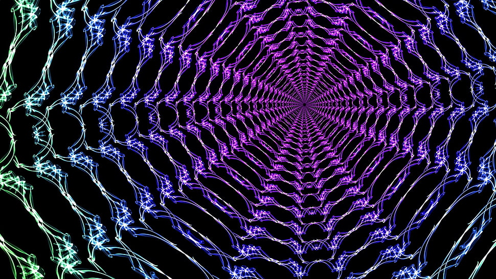 purple, green, and black web optical illusion HD wallpaper