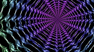 purple, green, and black web optical illusion HD wallpaper