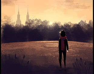 male animated character digital wallpaper, horizon, little boy