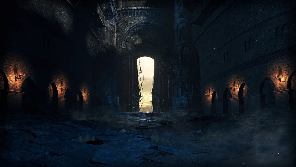 dark room with opened door game application roomk, Dark Souls III, video games, Lothric HD wallpaper