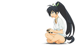 black haired girl anime character using game controller
