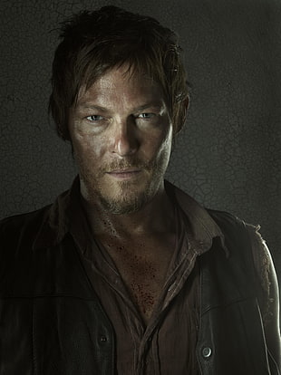 men's brown and black collared shirtyg, The Walking Dead, Daryl Dixon, Norman Reedus