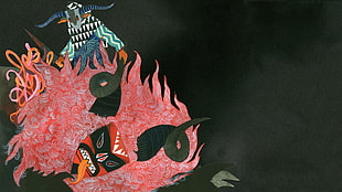 red monster illustration, metal music, album covers, artwork