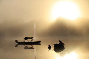 silhouette of rowboats, loire HD wallpaper
