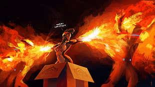 orange dragon with flame digital wallpaper, Warframe, Ember (Warframe), Corpus (Warframe), fantasy art