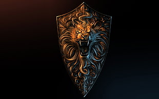 silver lion badge HD wallpaper