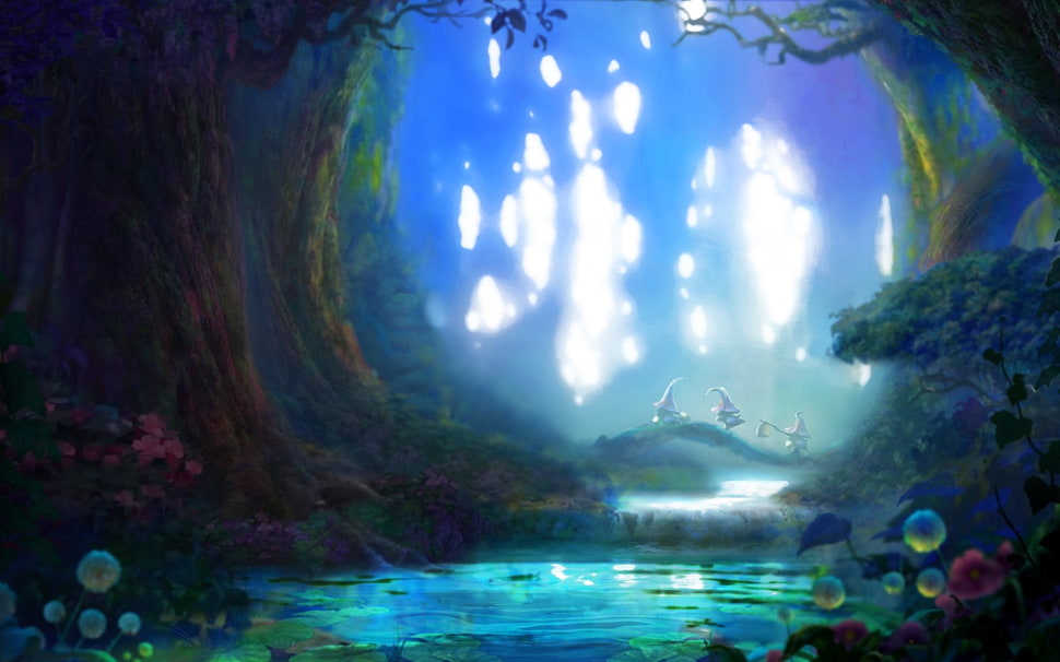 green forest painting, Aion, fantasy art, video games HD wallpaper