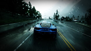 blue sports car, car, video games