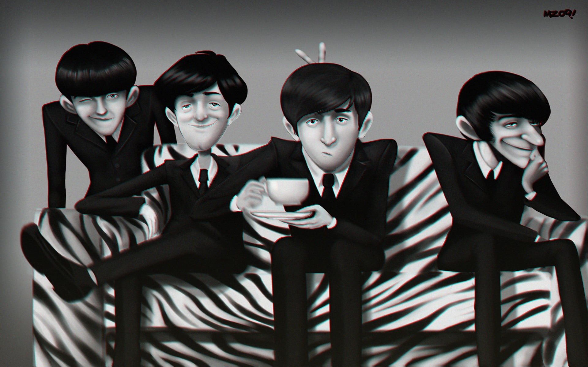 The Beatles digital wallpaper, illustration, The Beatles, band