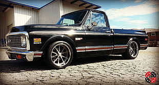 black and gray Chevrolet Silverado extra cab pickup truck, 1972, Chevrolet, Chevy, Chevrolet C/K HD wallpaper