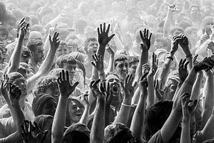 grayscale photo of people having a party HD wallpaper