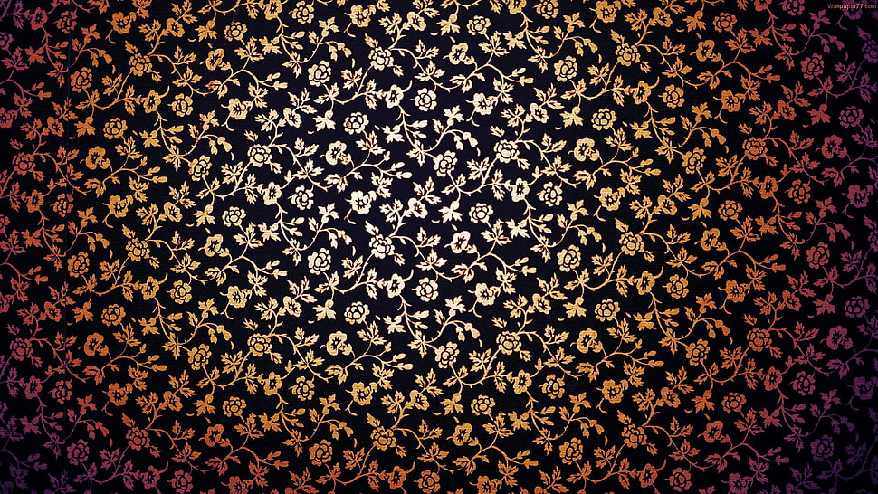 black and beige floral textile HD wallpaper