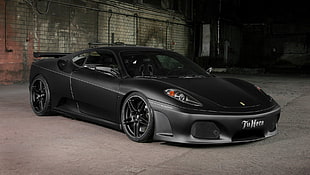 black sports car, Ferrari F430, car, vehicle, black cars
