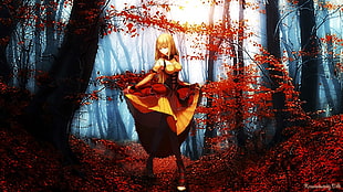fall, anime girls, fantasy girl HD wallpaper