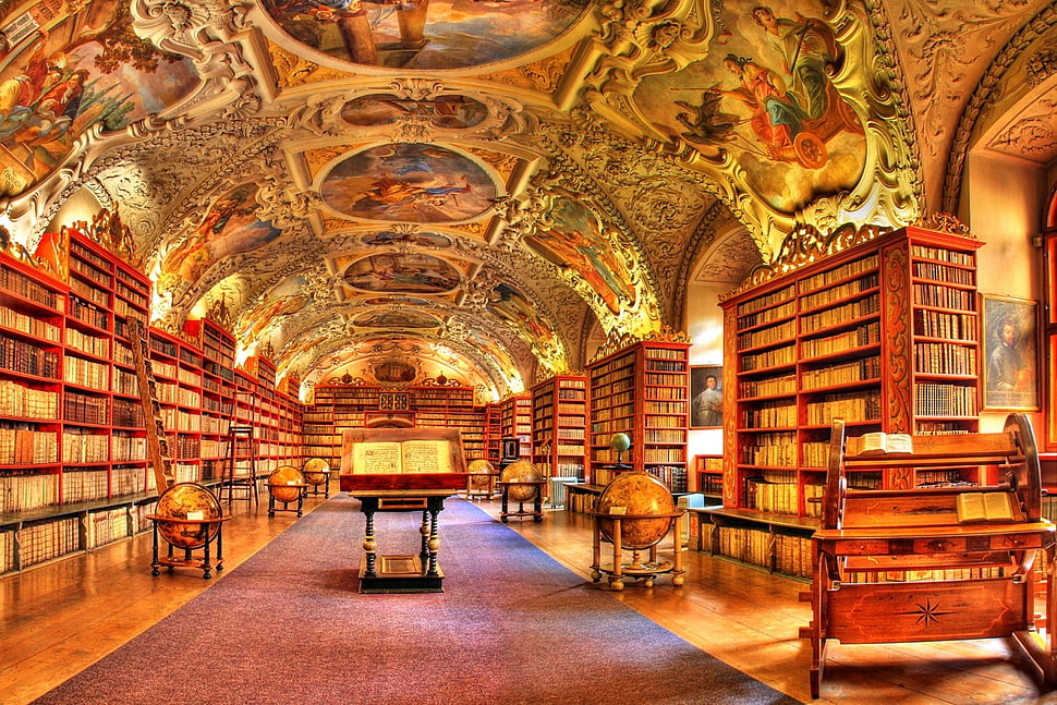 library interior, library HD wallpaper
