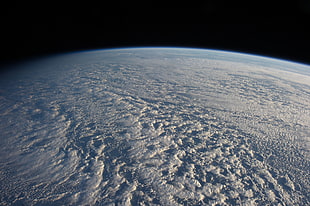 clouds, space, sea, Orbital Stations HD wallpaper