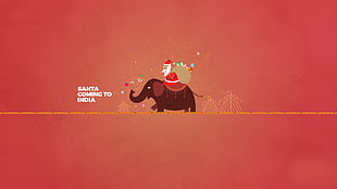 cartooned santa riding on elephant illustration