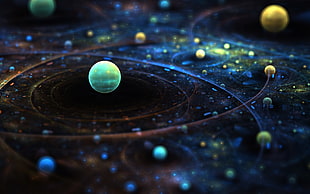 holographic image of planets and galaxy