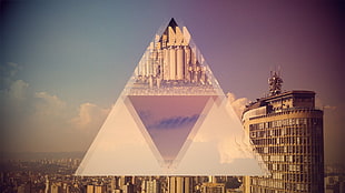 triangular white and purple logo, city, Brazil, triangle, geometry