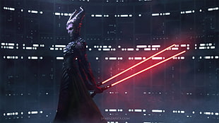 Maleficent with lightsaber swords