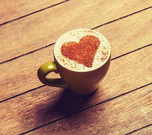 brown ceramic coffee mug, coffee, drink, love HD wallpaper