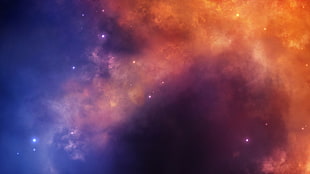 orange and blue space gas, space art, space, nebula
