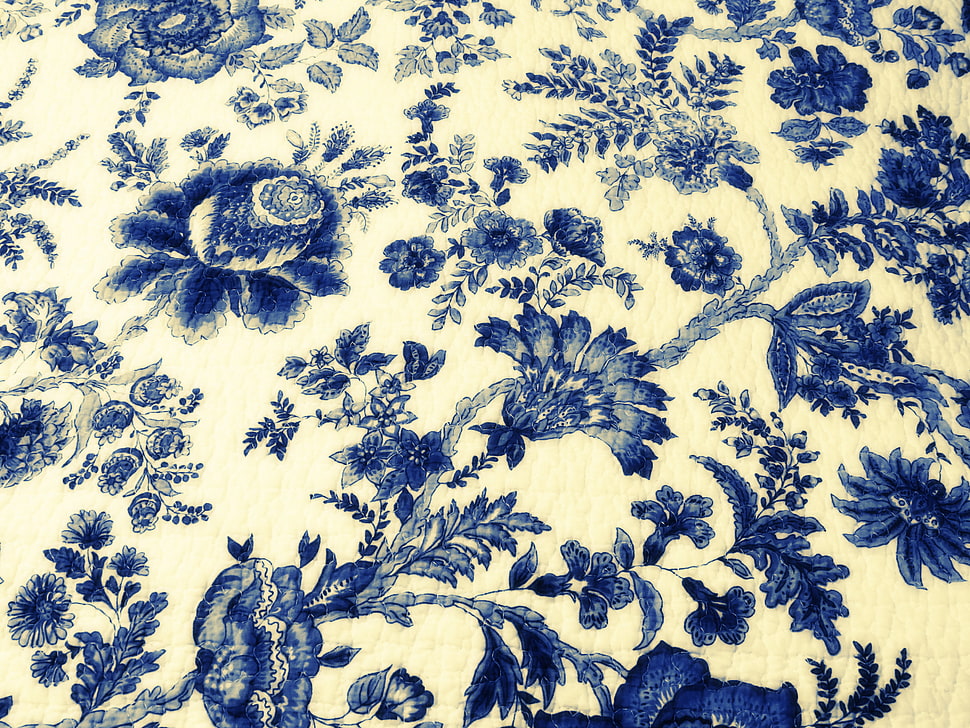 white and black floral textile HD wallpaper